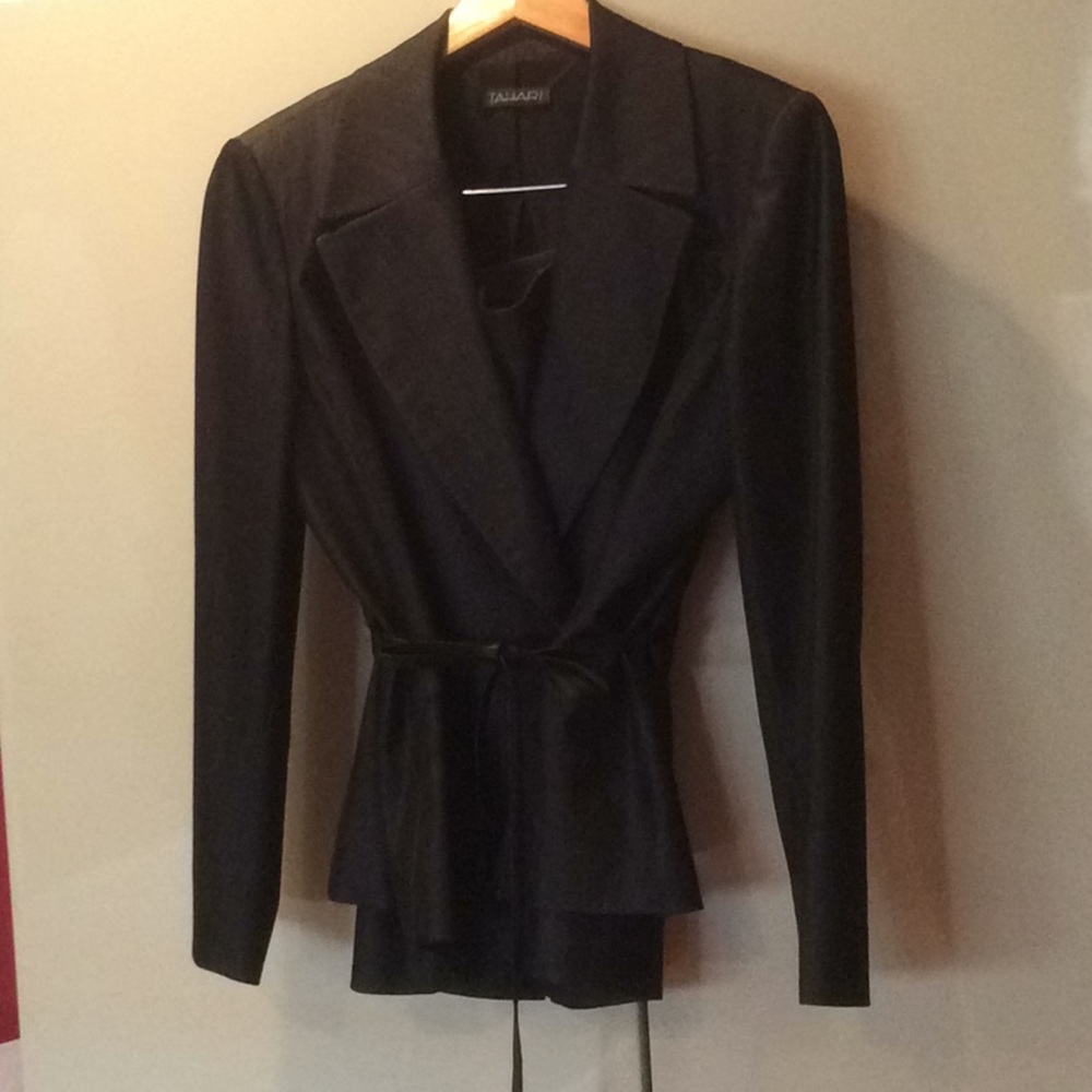 Tahari gray suit jacket and skirt set